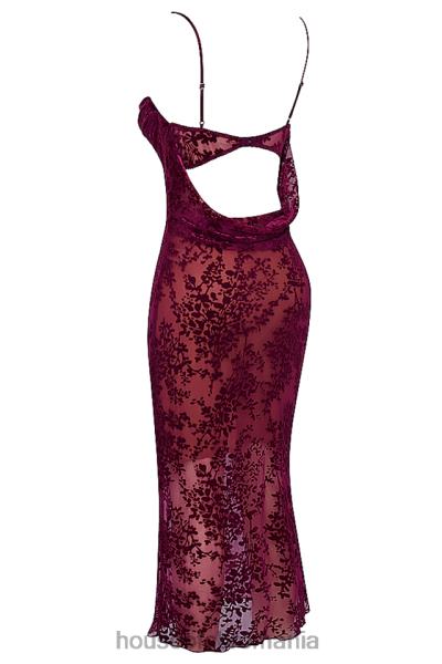 îmbrăcăminte House of CB rochie midi ione cranberry devore X4F68323