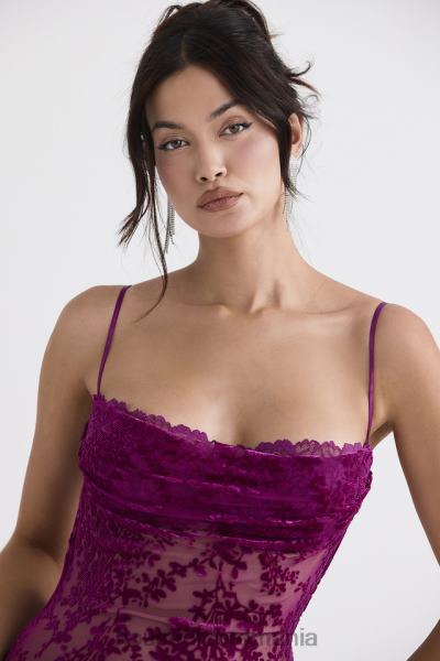 îmbrăcăminte House of CB rochie midi ione cranberry devore X4F68323
