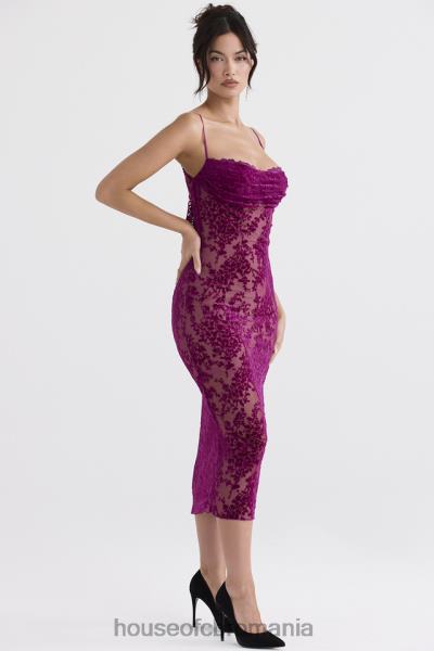 îmbrăcăminte House of CB rochie midi ione cranberry devore X4F68323