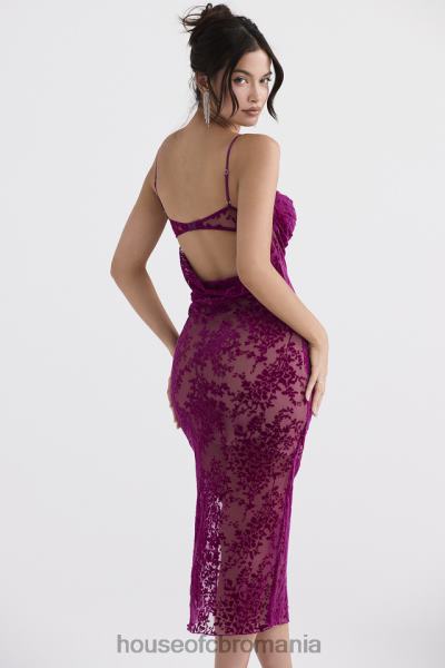 îmbrăcăminte House of CB rochie midi ione cranberry devore X4F68323