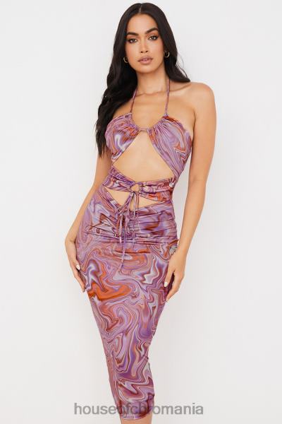 îmbrăcăminte House of CB rochie midi kasia violet cu decupaj vârtej X4F68570