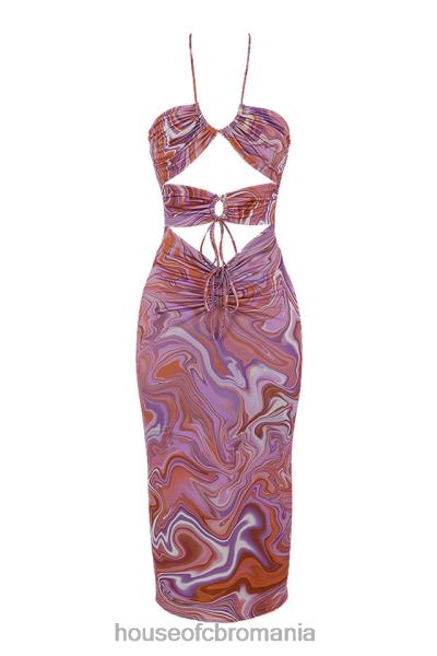 îmbrăcăminte House of CB rochie midi kasia violet cu decupaj vârtej X4F68570