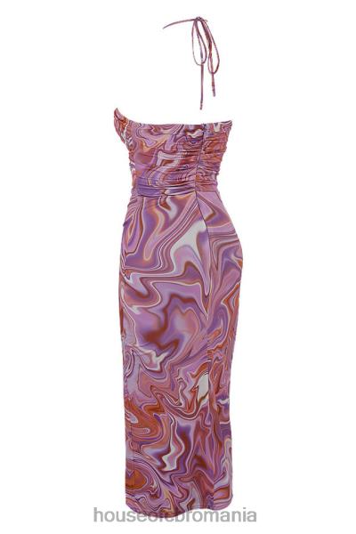 îmbrăcăminte House of CB rochie midi kasia violet cu decupaj vârtej X4F68570