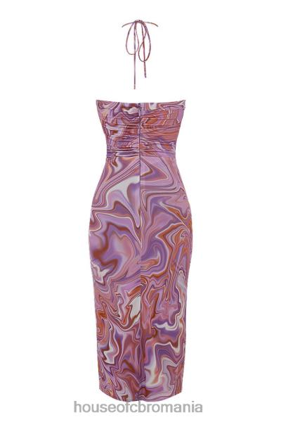 îmbrăcăminte House of CB rochie midi kasia violet cu decupaj vârtej X4F68570