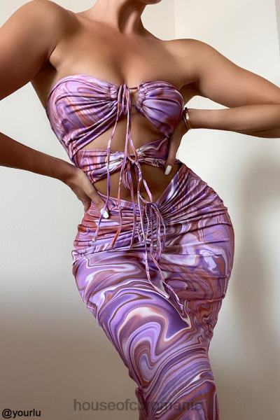 îmbrăcăminte House of CB rochie midi kasia violet cu decupaj vârtej X4F68570