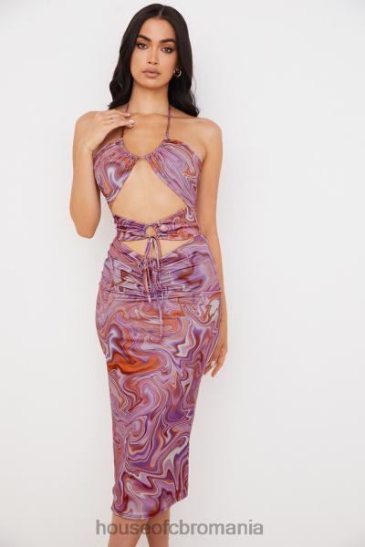 îmbrăcăminte House of CB rochie midi kasia violet cu decupaj vârtej X4F68570