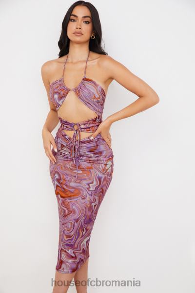 îmbrăcăminte House of CB rochie midi kasia violet cu decupaj vârtej X4F68570