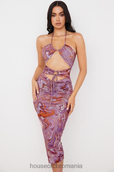 îmbrăcăminte House of CB rochie midi kasia violet cu decupaj vârtej X4F68570