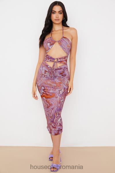 îmbrăcăminte House of CB rochie midi kasia violet cu decupaj vârtej X4F68570