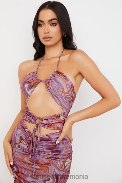 îmbrăcăminte House of CB rochie midi kasia violet cu decupaj vârtej X4F68570