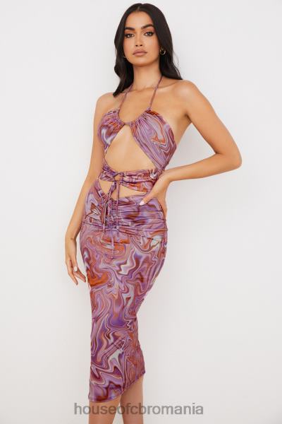 îmbrăcăminte House of CB rochie midi kasia violet cu decupaj vârtej X4F68570