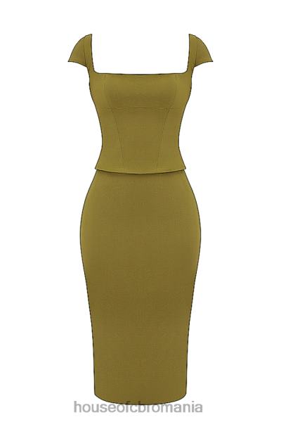 îmbrăcăminte House of CB rochie midi layana olive corset X4F68163