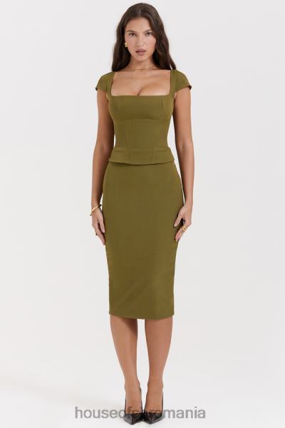 îmbrăcăminte House of CB rochie midi layana olive corset X4F68163
