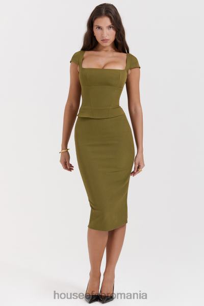 îmbrăcăminte House of CB rochie midi layana olive corset X4F68163