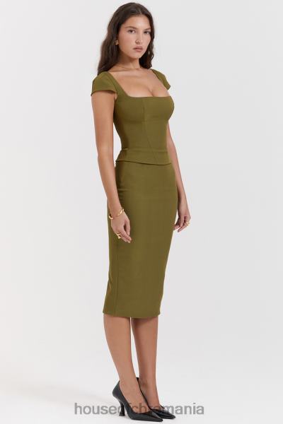 îmbrăcăminte House of CB rochie midi layana olive corset X4F68163