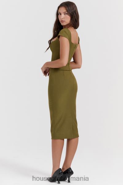 îmbrăcăminte House of CB rochie midi layana olive corset X4F68163