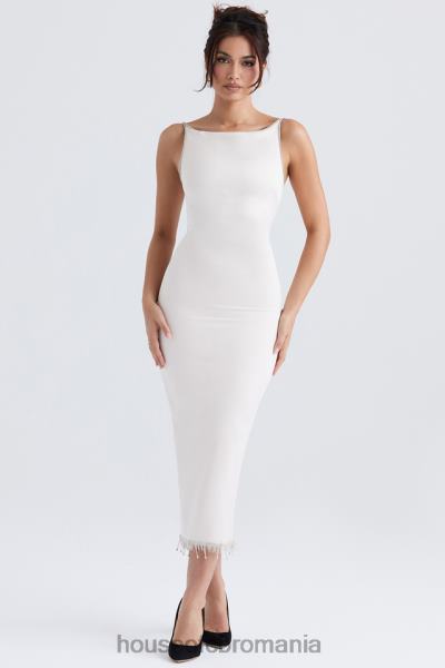 îmbrăcăminte House of CB rochie midi margiela ivoire cristalizata X4F68348