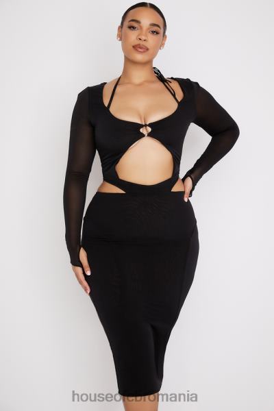 îmbrăcăminte House of CB rochie midi marina cu decupaj negru X4F68512