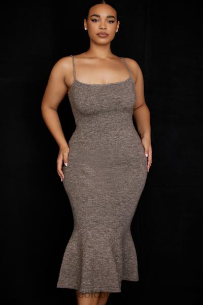 îmbrăcăminte House of CB rochie midi maro marn tricot X4F68520