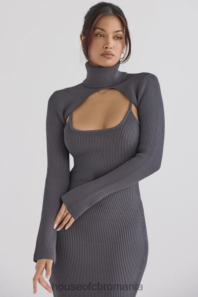 îmbrăcăminte House of CB rochie midi meliora tricot carbune X4F68310