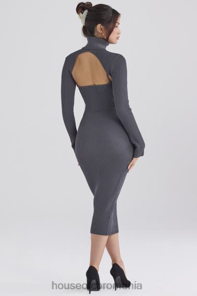 îmbrăcăminte House of CB rochie midi meliora tricot carbune X4F68310