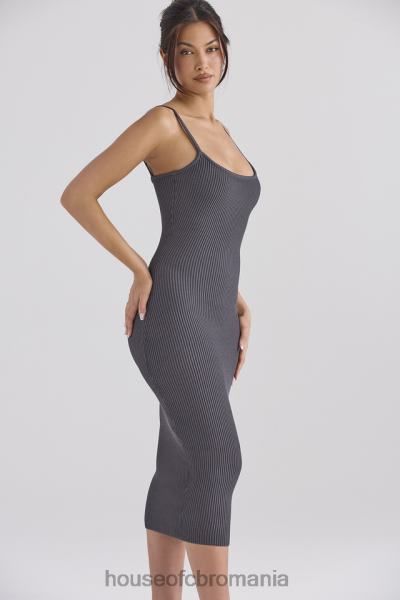 îmbrăcăminte House of CB rochie midi meliora tricot carbune X4F68310