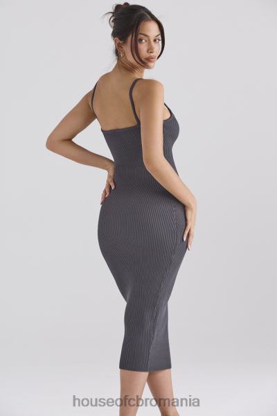 îmbrăcăminte House of CB rochie midi meliora tricot carbune X4F68310