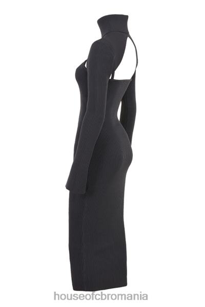 îmbrăcăminte House of CB rochie midi meliora tricot carbune X4F68310