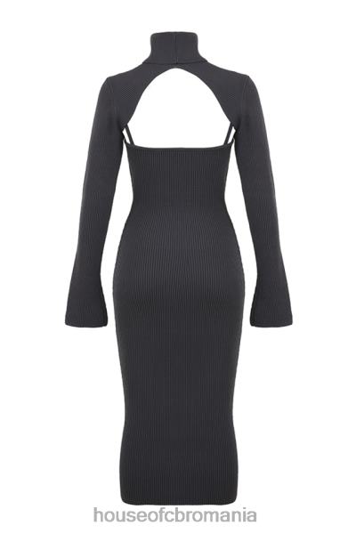 îmbrăcăminte House of CB rochie midi meliora tricot carbune X4F68310