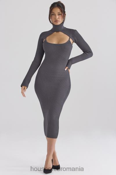 îmbrăcăminte House of CB rochie midi meliora tricot carbune X4F68310