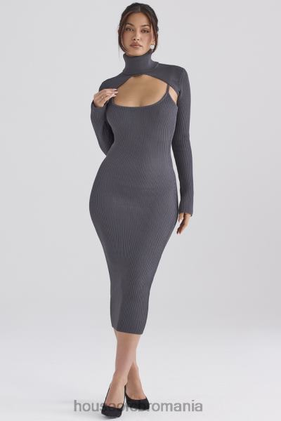 îmbrăcăminte House of CB rochie midi meliora tricot carbune X4F68310