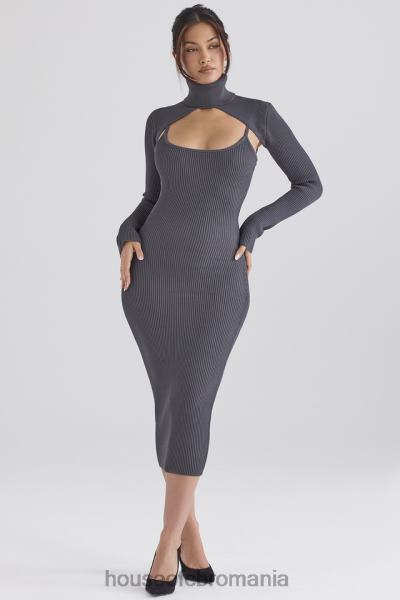 îmbrăcăminte House of CB rochie midi meliora tricot carbune X4F68310