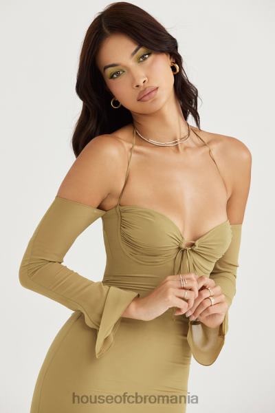 îmbrăcăminte House of CB rochie midi naomi olive halter X4F68455