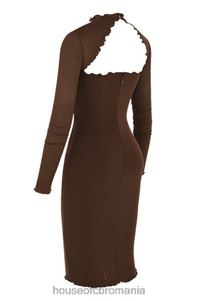 îmbrăcăminte House of CB rochie midi natalia chocolate power mesh cravată în față X4F68575