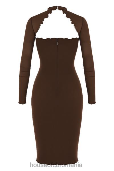 îmbrăcăminte House of CB rochie midi natalia chocolate power mesh cravată în față X4F68575