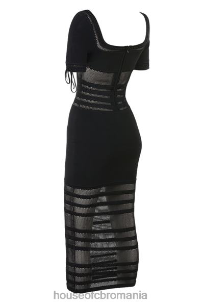 îmbrăcăminte House of CB rochie midi neagră lilla din tricot ajurat X4F68362