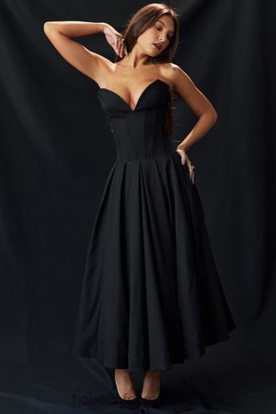 îmbrăcăminte House of CB rochie midi neagra fara bretele dama X4F68111