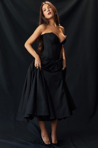 îmbrăcăminte House of CB rochie midi neagra fara bretele dama X4F68111