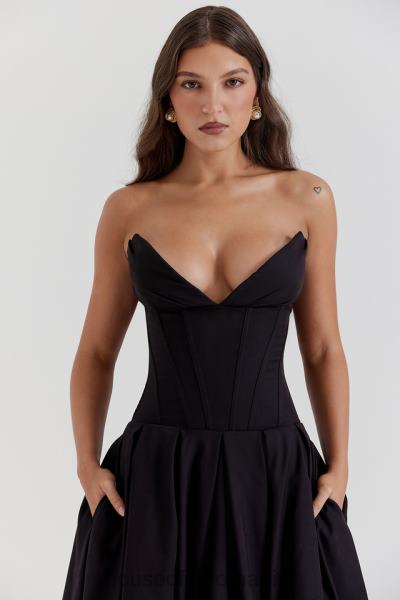 îmbrăcăminte House of CB rochie midi neagra fara bretele dama X4F68111