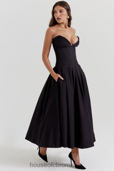 îmbrăcăminte House of CB rochie midi neagra fara bretele dama X4F68111