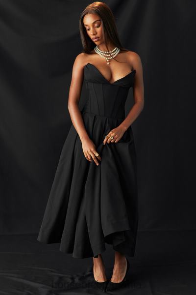 îmbrăcăminte House of CB rochie midi neagra fara bretele dama X4F68111
