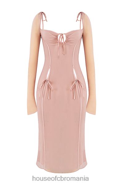 îmbrăcăminte House of CB rochie midi ophelia blush cu decupaj X4F68485