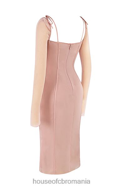 îmbrăcăminte House of CB rochie midi ophelia blush cu decupaj X4F68485