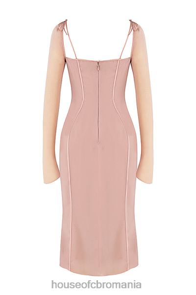 îmbrăcăminte House of CB rochie midi ophelia blush cu decupaj X4F68485