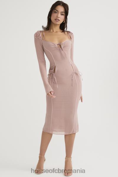 îmbrăcăminte House of CB rochie midi ophelia blush cu decupaj X4F68485