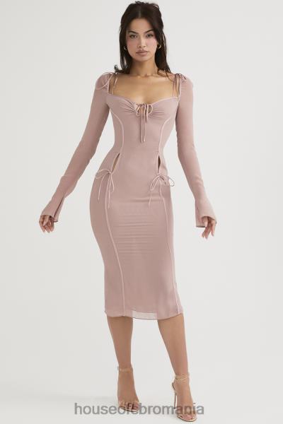 îmbrăcăminte House of CB rochie midi ophelia blush cu decupaj X4F68485