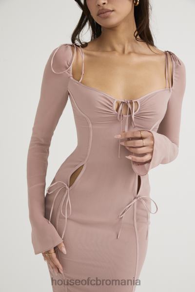 îmbrăcăminte House of CB rochie midi ophelia blush cu decupaj X4F68485