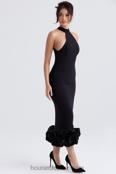 îmbrăcăminte House of CB rochie midi peplum neagra juniper X4F68346