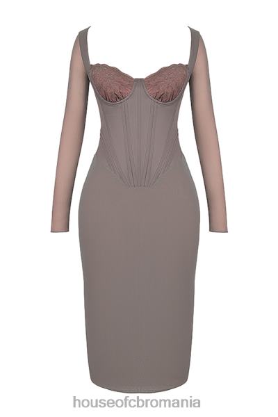 îmbrăcăminte House of CB rochie midi safran mocha corset X4F68118