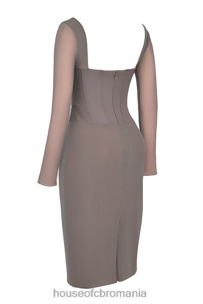 îmbrăcăminte House of CB rochie midi safran mocha corset X4F68118